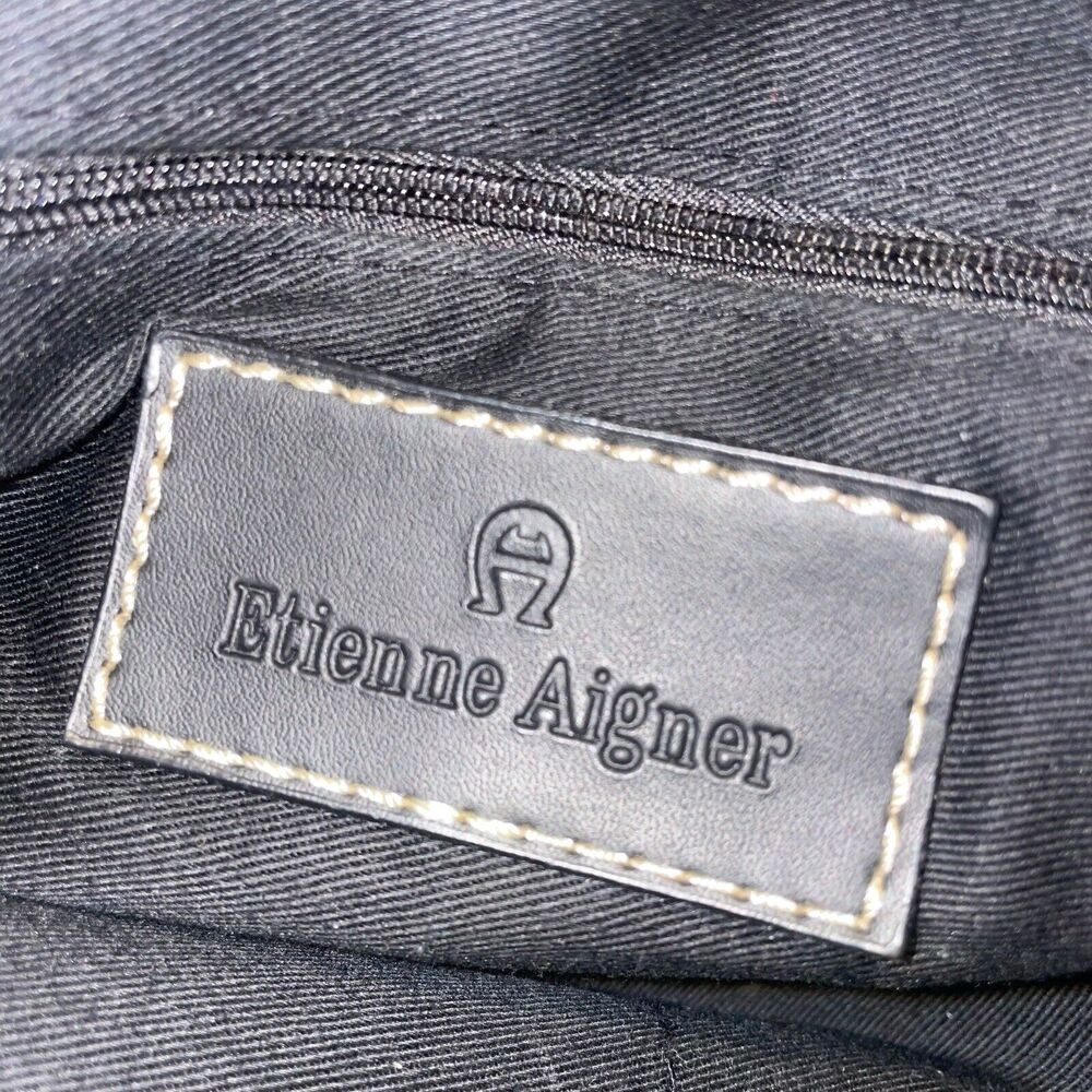 Vintage Etienne Aigner Handbag Canvas and leather Black 9.5"x15" - Picture 7 of 12